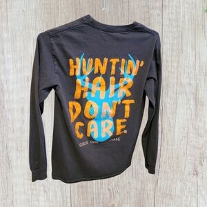 Girlie Girl Orignals sz Small Huntin' Hair don't Care Deer Antler t -Shirt T50